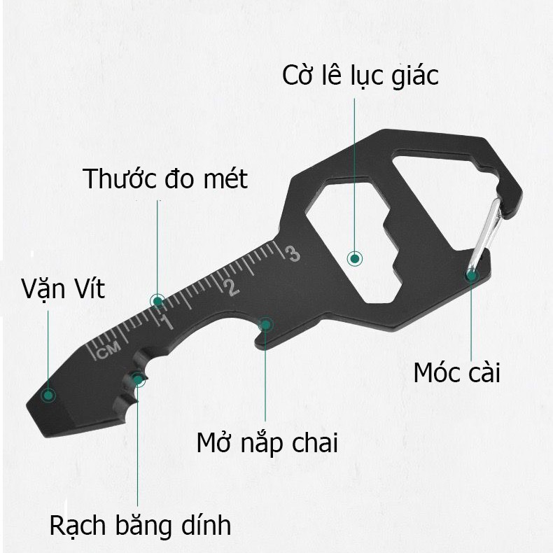 Chìa Khóa Đa Năng Bằng Thép Không Gỉ - Có Thể Mở Nắp Chai, Ốc Lục Giác , Vặn Vít - Đa Năng Tiện Lợi