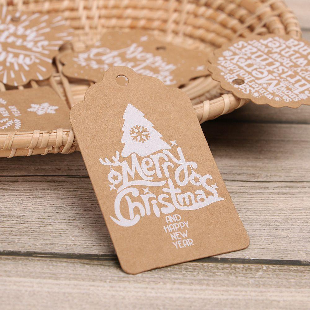 Set 25 Thẻ Giấy Nâu + 5m Dây Treo Trang Trí Quà Giáng Sinh