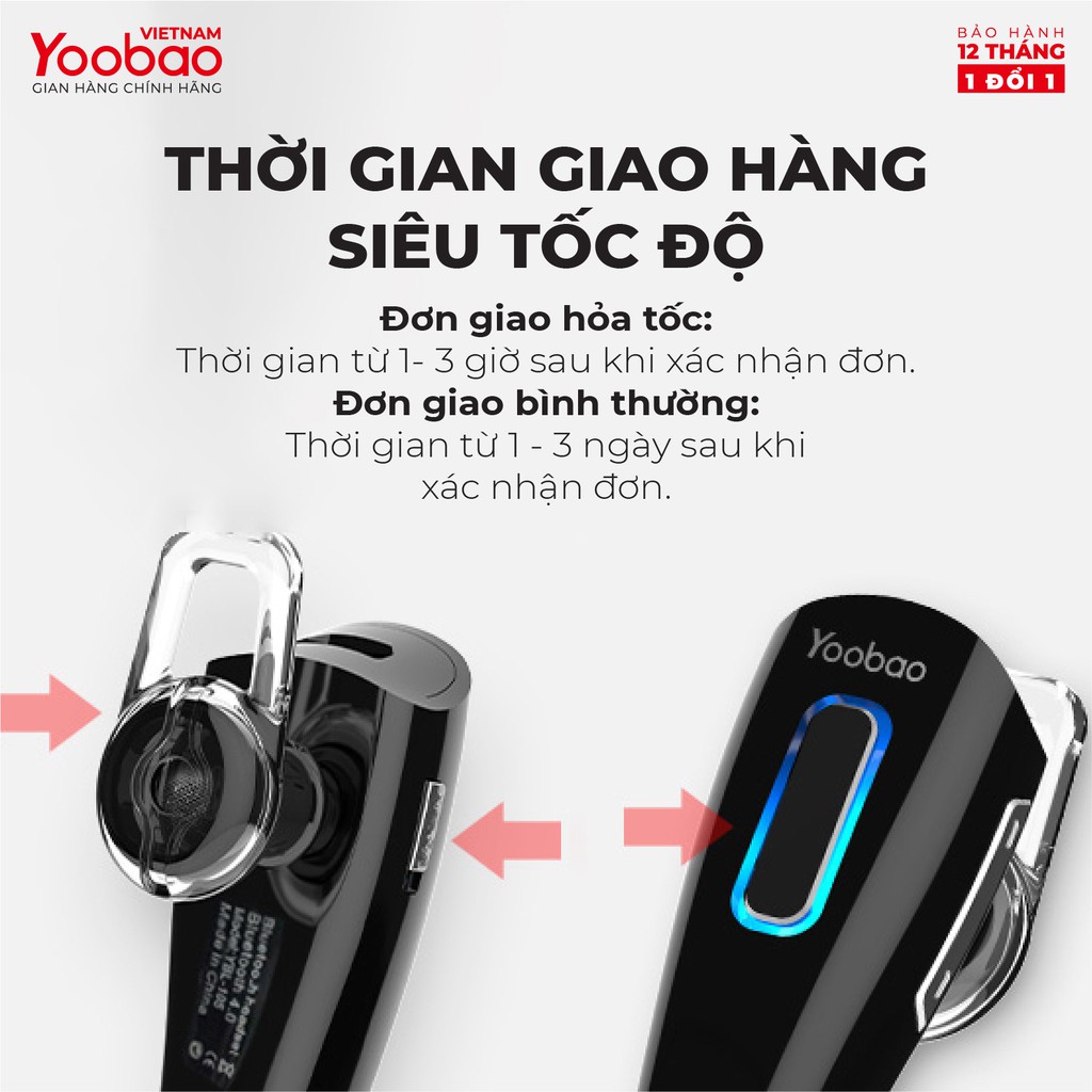 Tai nghe Bluetooth 4.0 Yoobao YBL 105 Khử tiếng ồn - Hàng phân phối chính hãng - Bảo hành 12 tháng 1 đổi 1