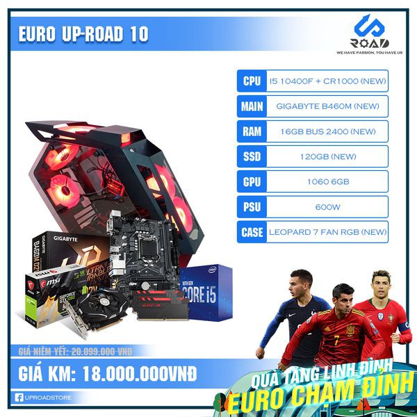 [QUÀ TẶNG LINH ĐÌNH -  EURO CHẠM ĐỈNH] Bộ PC Gaming I5 10400f Gigabyte B460M D2V Ram 16GB SSD 120 NEW | VGA 1060 6GB