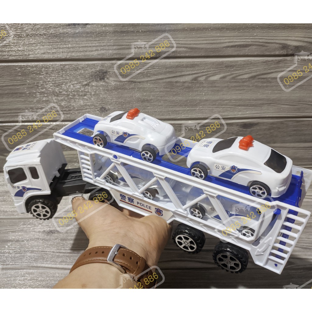 Đồ Chơi Xe Tải Police Chở 4 Xe Mini Loại Nhỡ