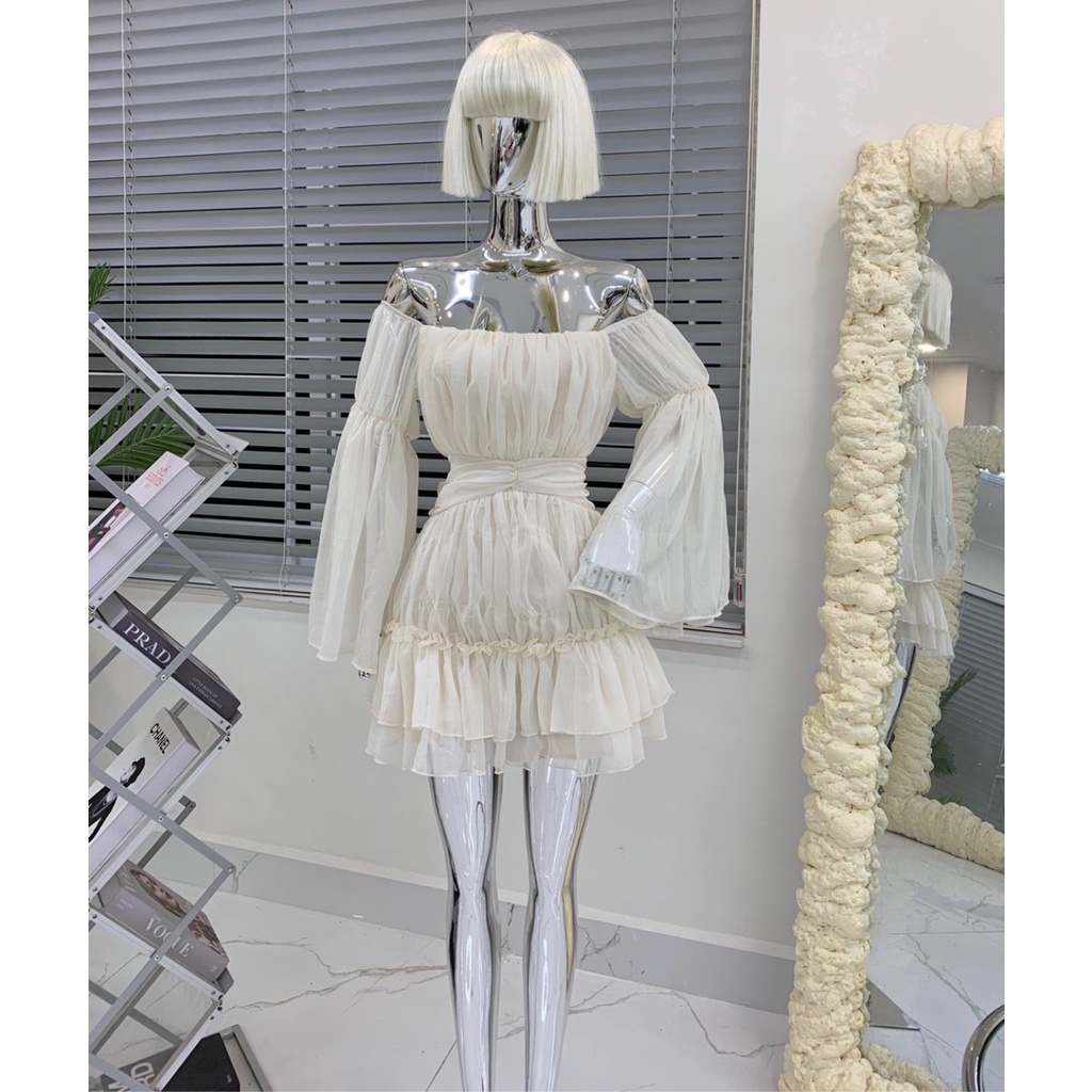 Váy trễ vai đuôi cá chất tơ Ashley