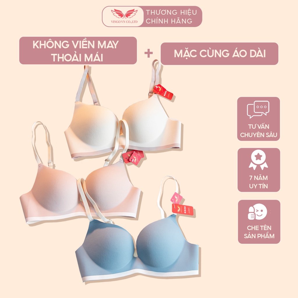 Áo lót nữ đúc su không gọng thoải mái VINGO mút dày 2cm nâng ngực tạo khe tự nhiên không đường may mặc áo dài AS206 VNGO