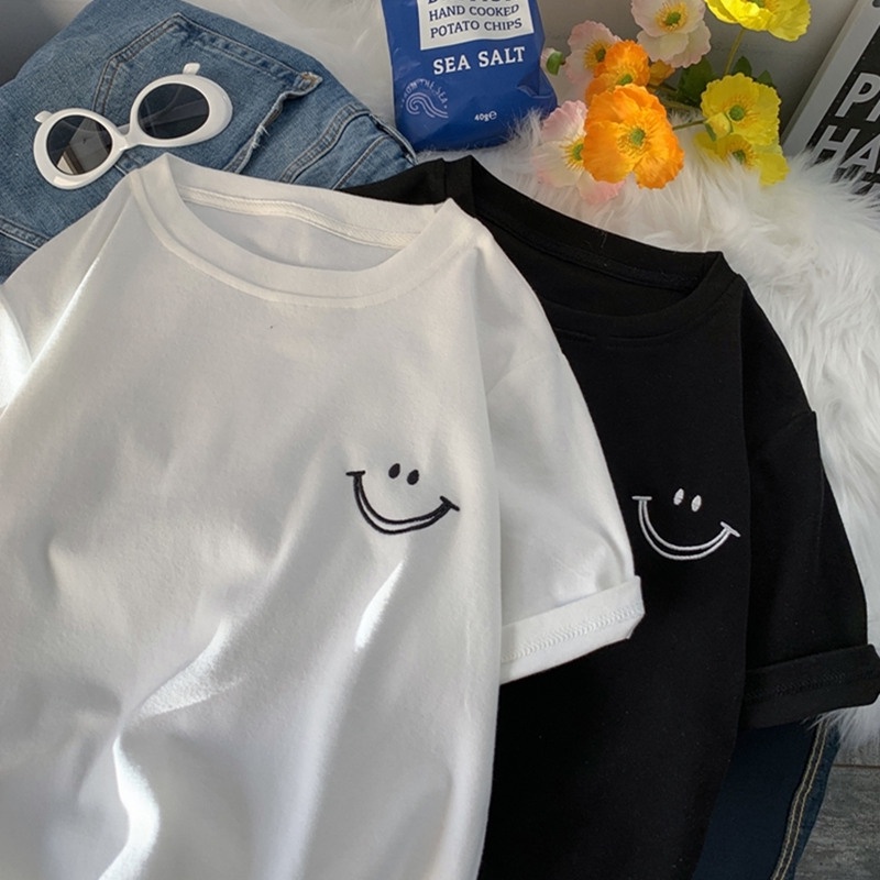 Áo thun SUXI tay ngắn cổ tròn thiết kế đơn giản xinh xắn cho nữ