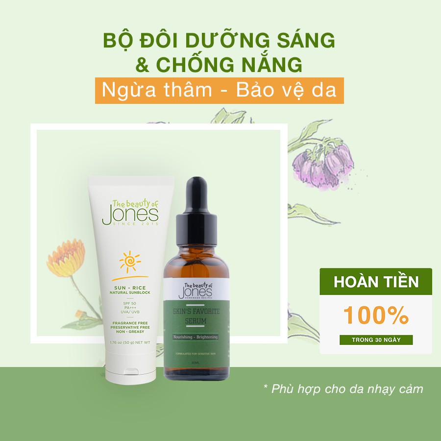 Bộ đôi dưỡng sáng da và chống nắng cho da dầu The Beauty of Jones