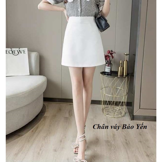 Chân váy chữ A ngắn màu trắng có quần trong cạp 3.5( sẵn size) - M30B