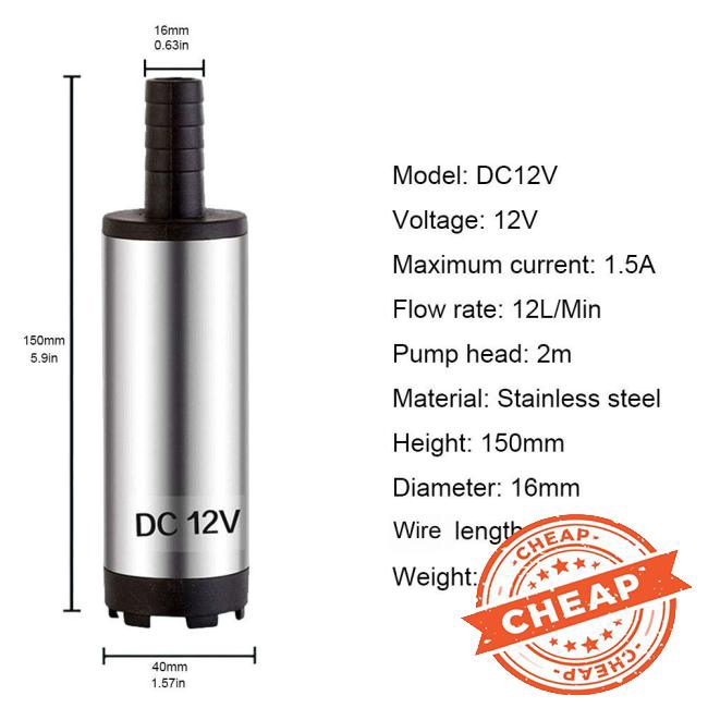 Máy Bơm Chìm Dc 12v Bằng Thép Không Gỉ
