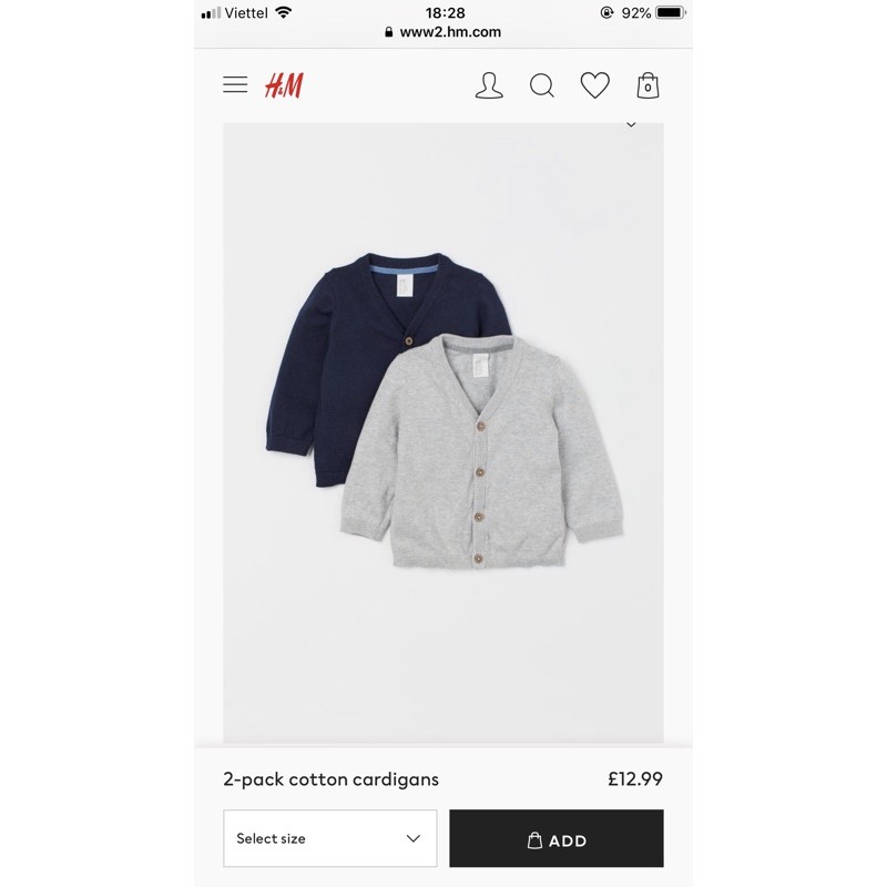 áo hm kid authentic