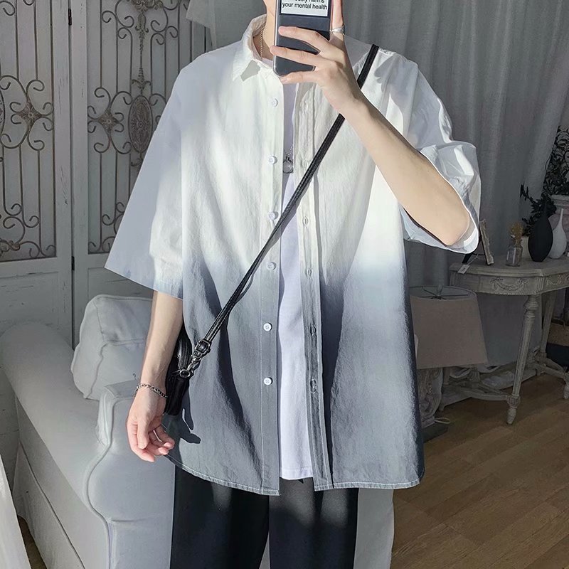 Áo sơ mi ngắn tay cổ bẻ thời trang Hàn Quốc cho nam