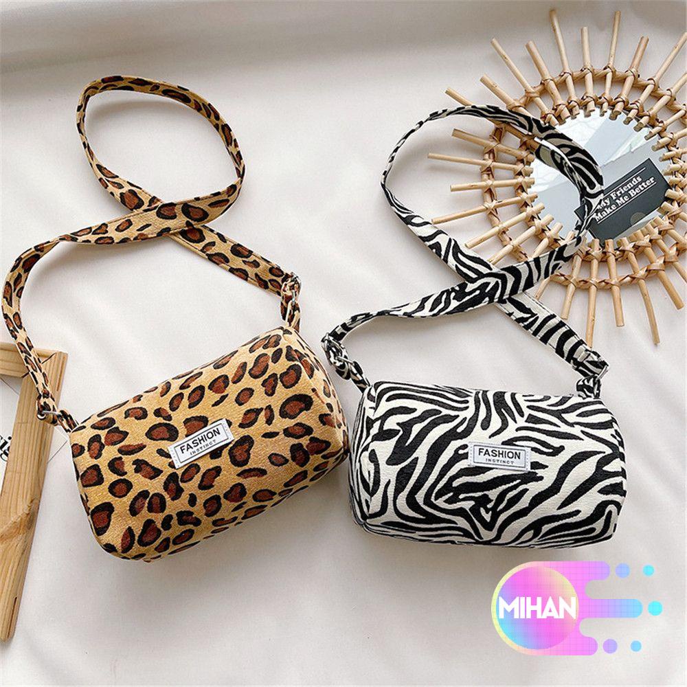 Túi đeo chéo vai bằng nylon in họa tiết da báo thời trang cổ điển sành điệu