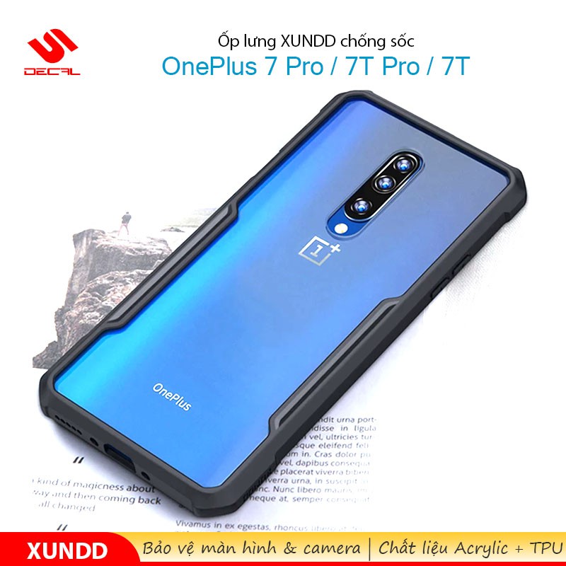 Ốp lưng XUNDD OnePlus 7 Pro / 7T / 7T Pro, Mặt lưng trong suốt, Viền TPU, Chống sốc