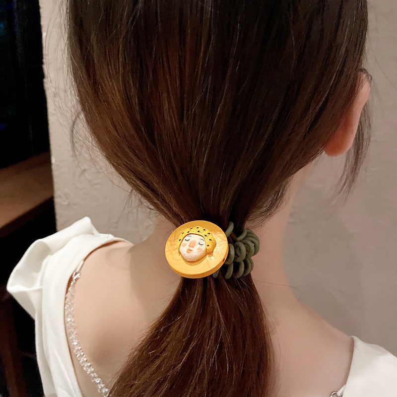 Dây Buộc Tóc Cao Su Hình Búp Bê Hoạt Hình Sơn Dầu Phong Cách Hàn Quốc Cho Nữ F362