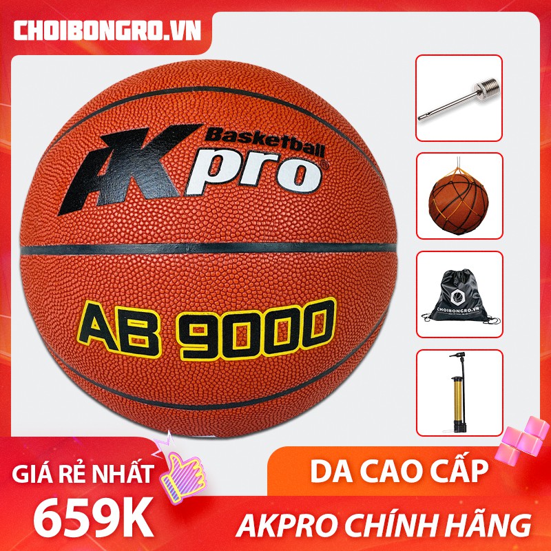 Bóng rổ Akpro AB 9000 - Loại cao cấp nhất hãng Akpro, bám tay vượt trội, độ tròn tuyệt đối, chống dò hơi, chống méo