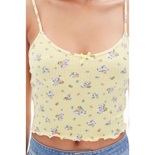 Áo croptop hai dây hoa nhí thun gân • Storenyy