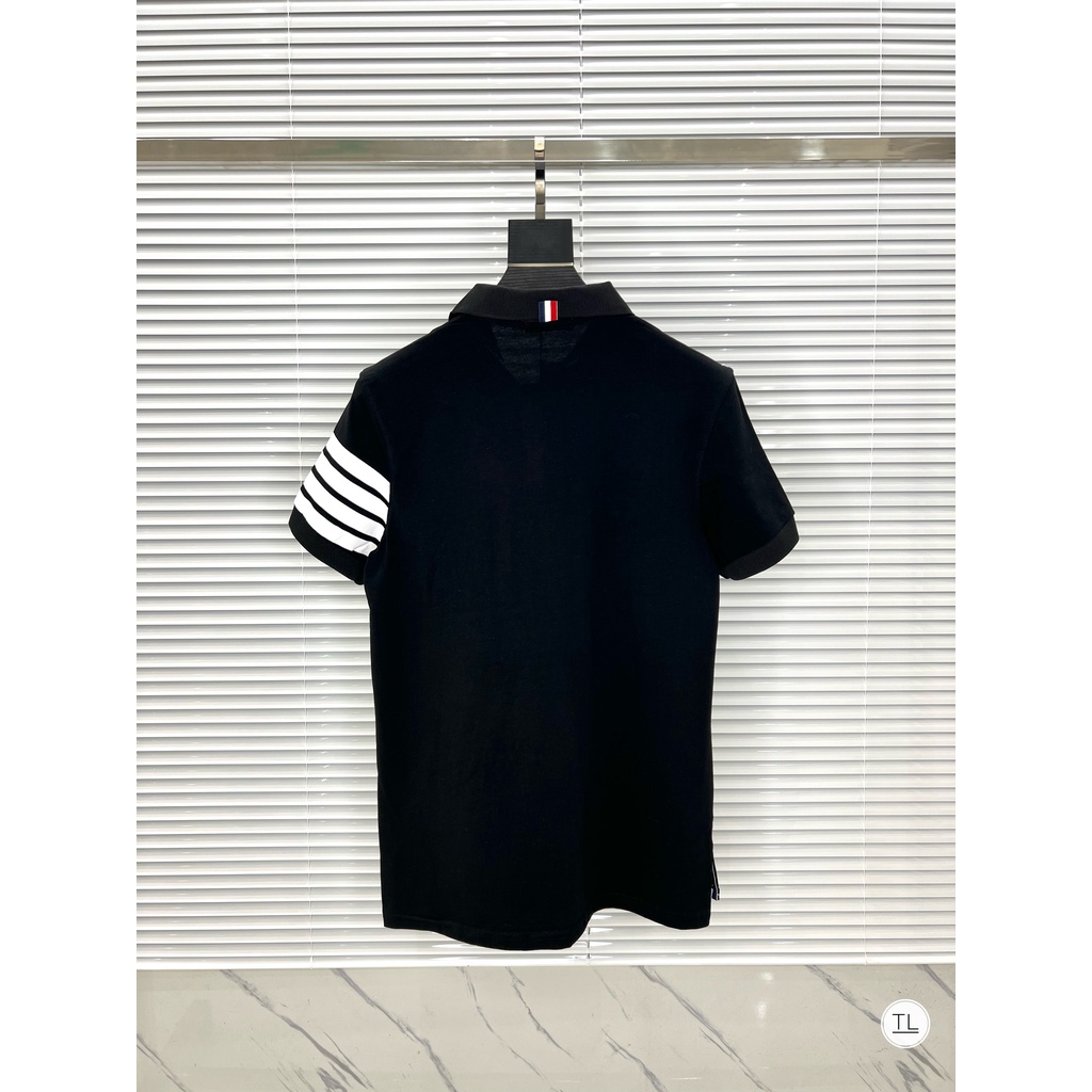 Áo phông nam thome brown vạch trắng ống tay, áo polo nam nữ có cổ mẫu hot form chuẩn hot trend TB00335