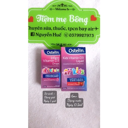 D3 Ostelin liquid cho bé trên 6 tháng