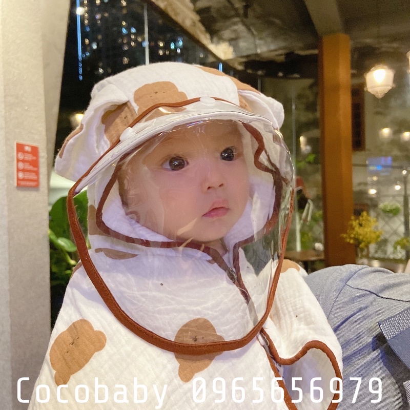 Ảnh thật - Chính hãng - Áo choàng xô Cocobaby muslintree kèm tấm chắn chống giọt bắn cao cấp dành cho bé