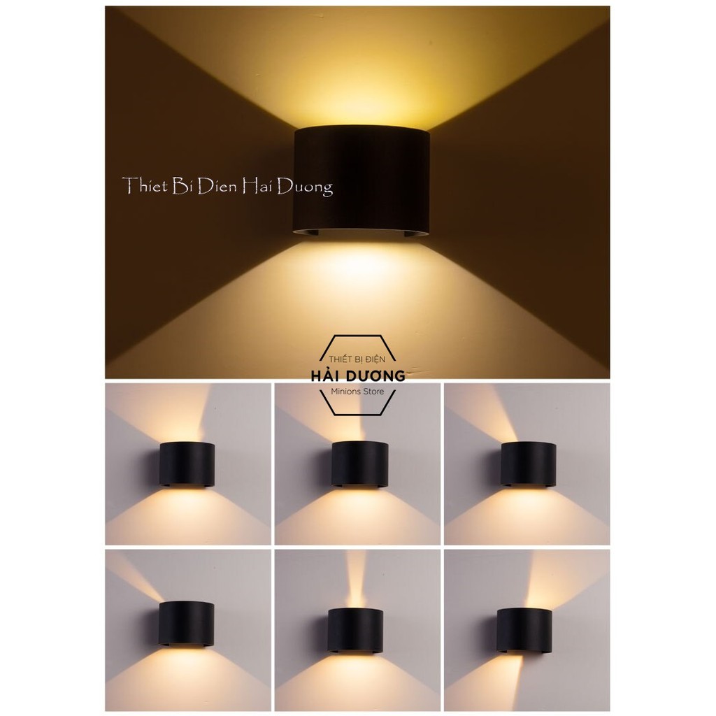 Combo Bộ 3 Đèn Tường Led Tròn Chống Nước Thân Nhôm 378 - 7w gắn tường cầu thang phòng khách cổng nhà sang trọng