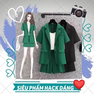 Set Áo Blazer Nữ Cộc Tay Mix Quần Short Chuẩn Form! Set Blazer Bigsize (50-85kg)