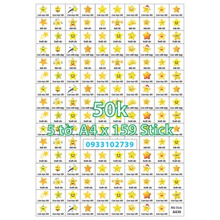 Sticker khen chữ 50k 5 tờ A4 x 159 Stick - Mã A430