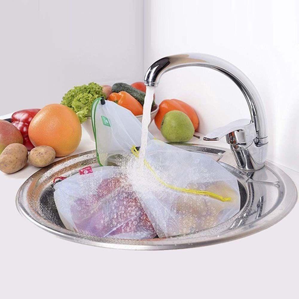 Túi Lưới Polyester Dây Rút Đựng Rau Củ Quả Đồ Chơi Tái Sử Dụng Được
