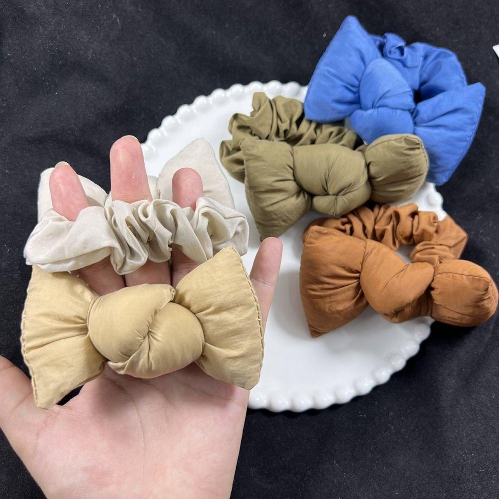 Dây Cột Tóc Scrunchies Bằng Vải Cotton Co Giãn Đính Nơ Dễ Thương Cho Nữ Giá Đỡ