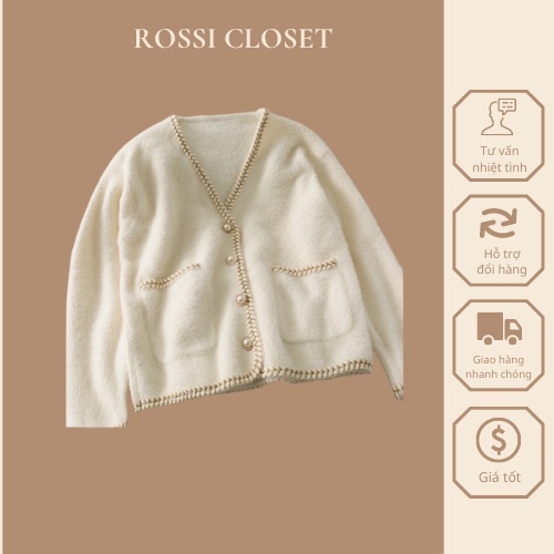 Áo khoác cardigan lông thỏ siêu xinh phong cách Hàn Quốc thu đông 2021 _có ẢNH THẬT