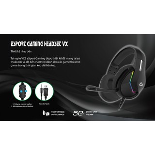 Tai nghe chụp tai Headphone ESPORT GAMING VX2/VX3 7.1 GH6 Plus có mic đàm thoại Gaming/Học online ( HÀNG CHÍNH HÃNG )