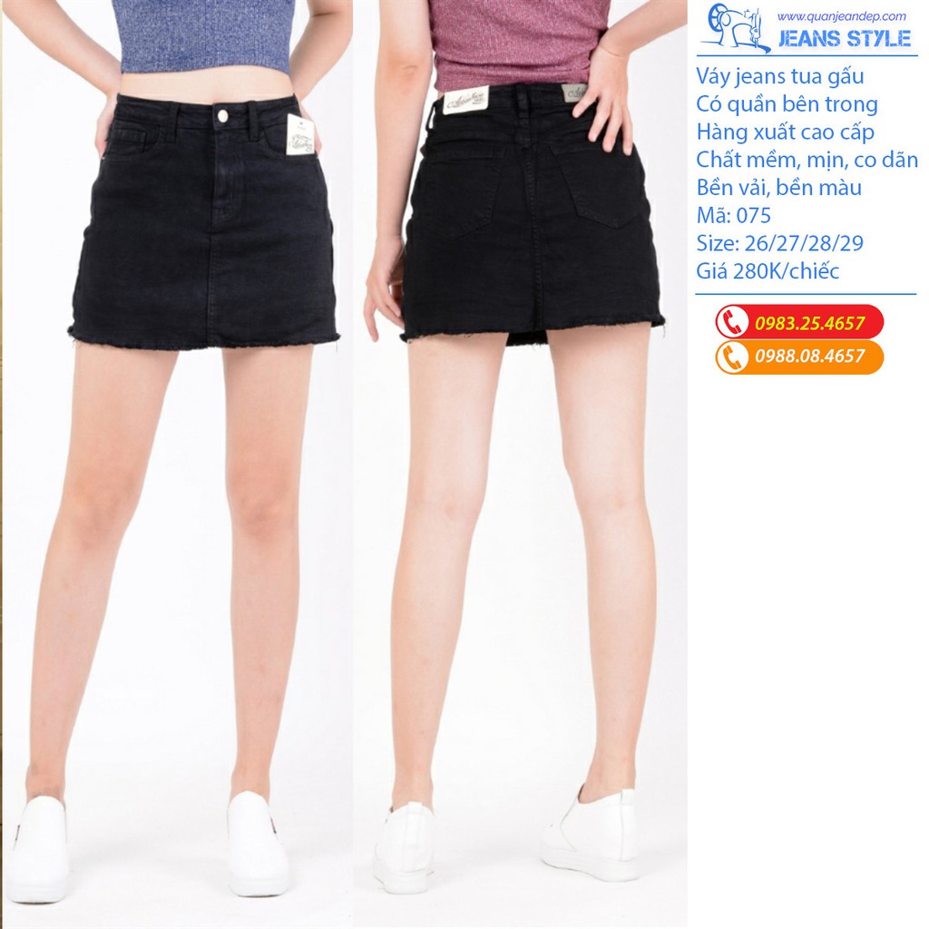 Sooc Váy Jeans Tua Gấu Xuất Khẩu Chất Đẹp - 2 Màu Đen Trắng | BigBuy360 - bigbuy360.vn