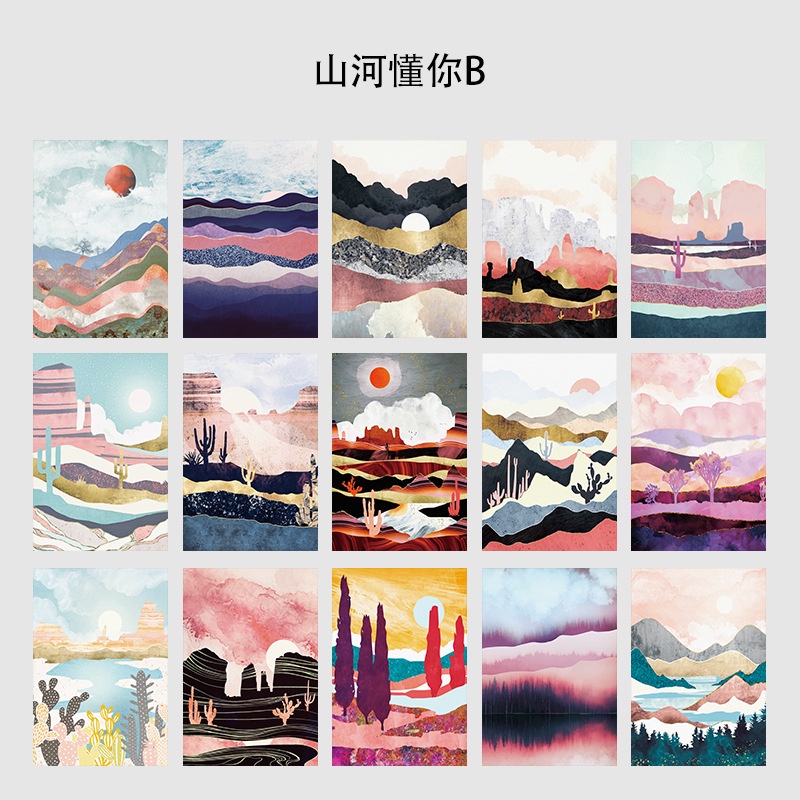 Set 15 Tấm Thẻ Dán Tường Trang Trí Phong Cách Bắc Âu