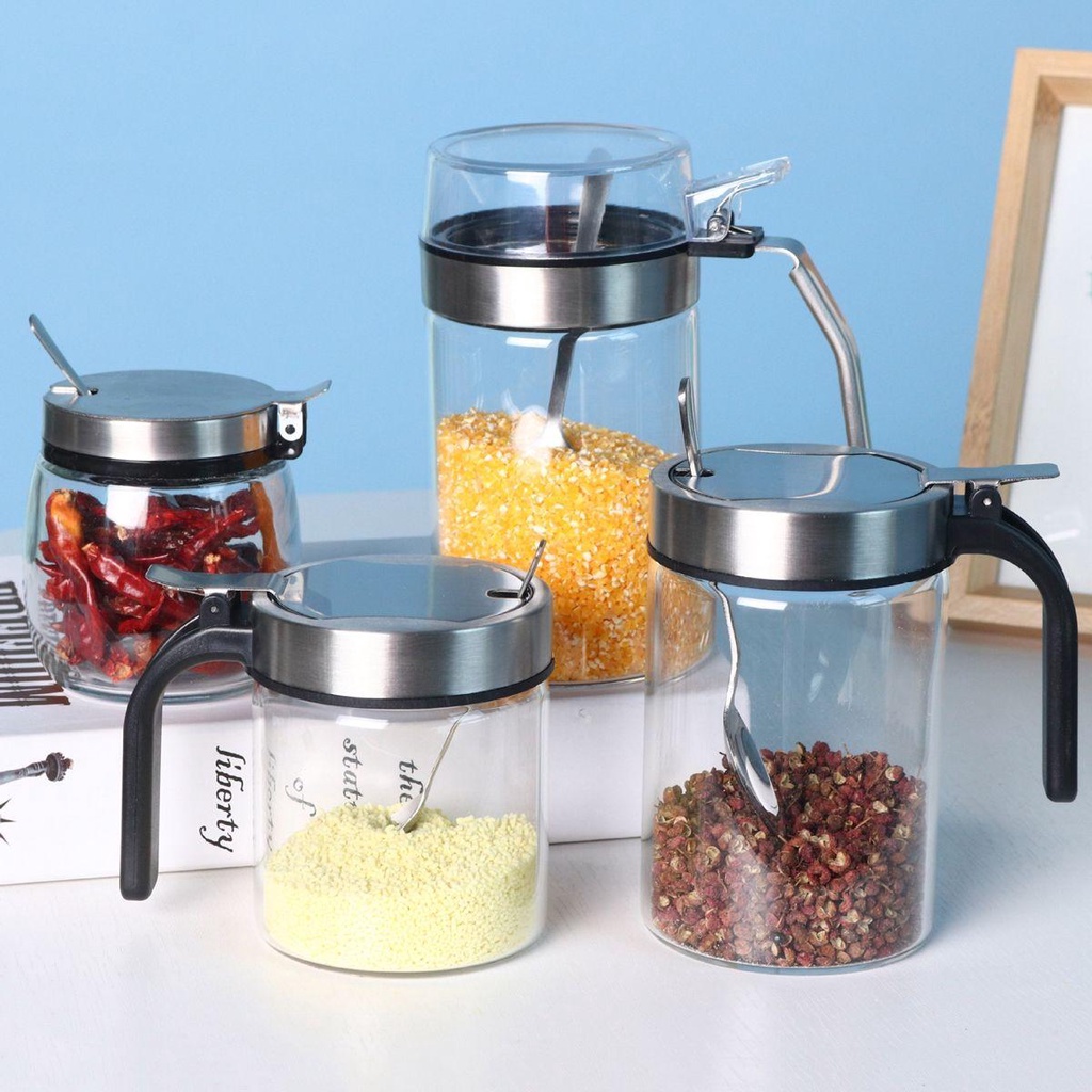 Hũ Đựng Gia Vị Bằng Nhựa Và Inox Chống Ẩm Tiện Dụng Cho Nhà Bếp