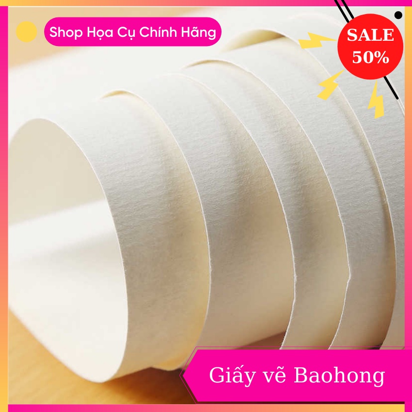 Giấy vẽ Baohong A2 set 5 tờ ⚡ HÀNG CHÍNH HÃNG ⚡ giấy vẽ Baohong 100% Cotton 300gsm chuyên dụng để vẽ màu nước