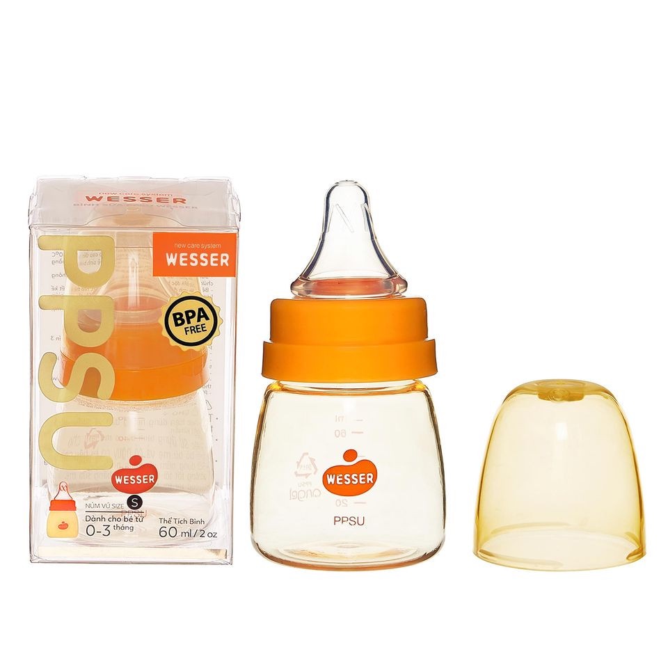Bình Sữa Wesser PPSU/PP Kháng Khuẩn 60ML-140ML