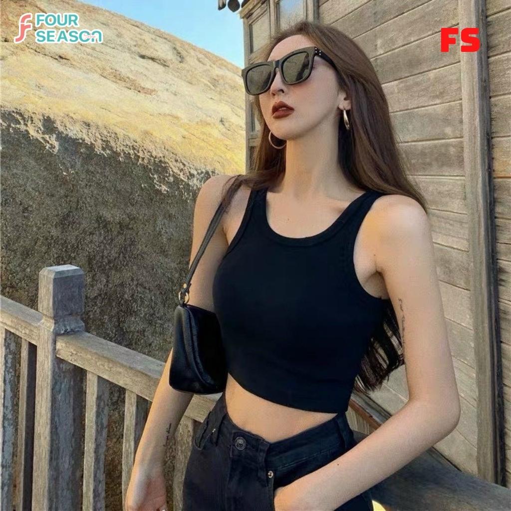 Áo croptop nữ ba lỗ trơn ACT04 4S chất thun gân ôm body mềm mịn