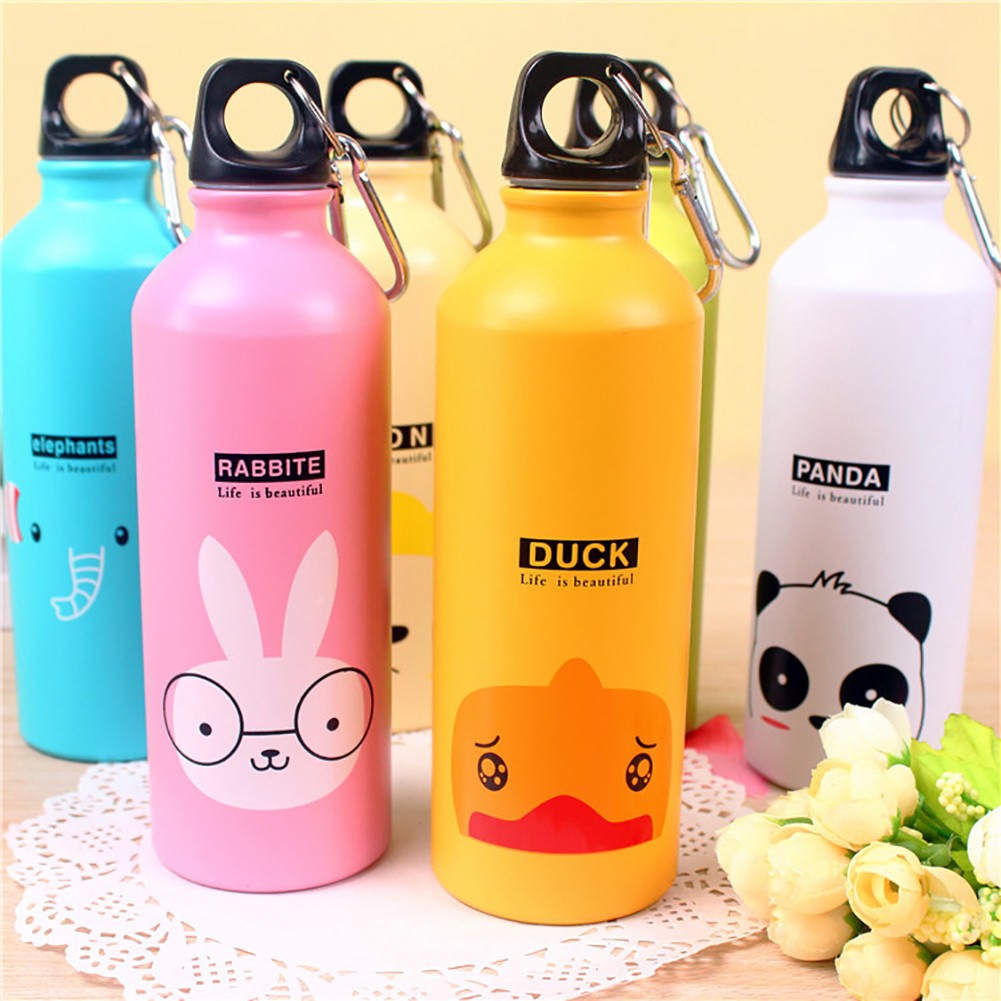 Bình đựng nước thể thao bằng nhôm hình động vật hoạt hình gọn nhẹ 500ml G15