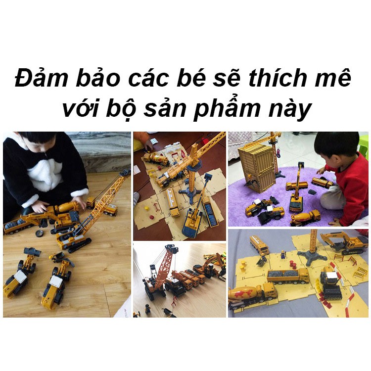 Bộ Đồ Chơi Công Trình Xây Dựng, Trọn Bộ Xe Công Trình, chi tiết mô phỏng dành cho bé tăng trí tưởng tượng và phát triển