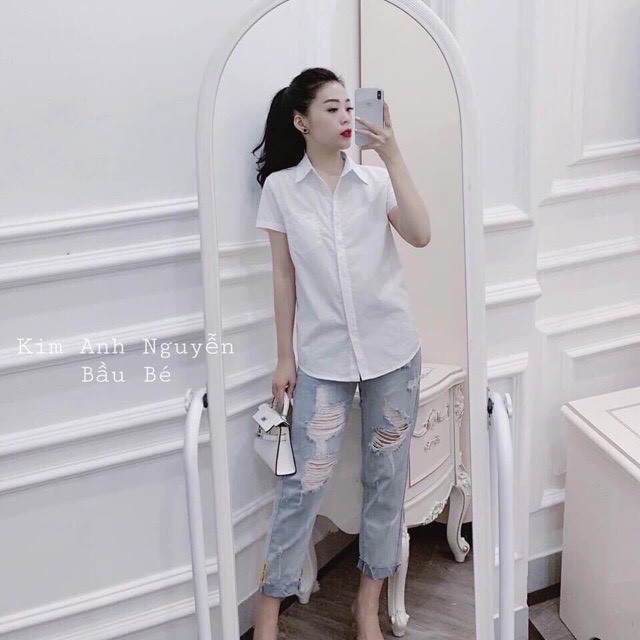 Áo sơ mi nữ tay cộc dáng đẹp mẫu quốc dân không lỗi mốt