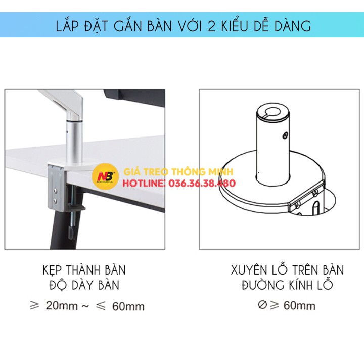 Giá Treo Màn Hình Máy Tính OZ 1 17 - 24 - 27 - 32 inch / Tay Treo Màn Hình Hợp Kim Nhôm