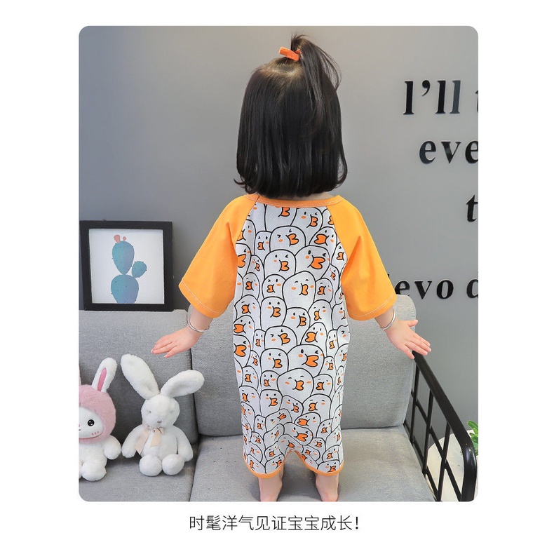 Bộ Đồ Ngủ Liền Thân Tay Ngắn Có Nút Chống Đá Dành Cho Bé Trai Và Bé Gái