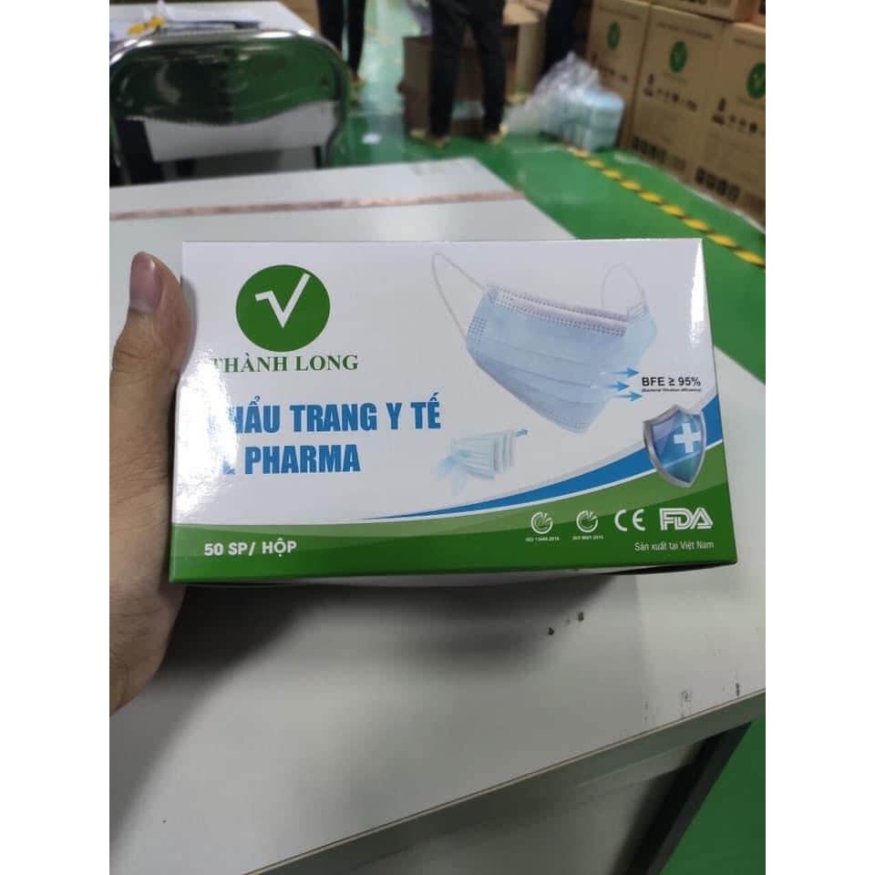 KHẨU TRANG Y TẾ KHÁNG KHUẨN 4 LỚP THÀNH LONG PHARMA - HỘP 50C