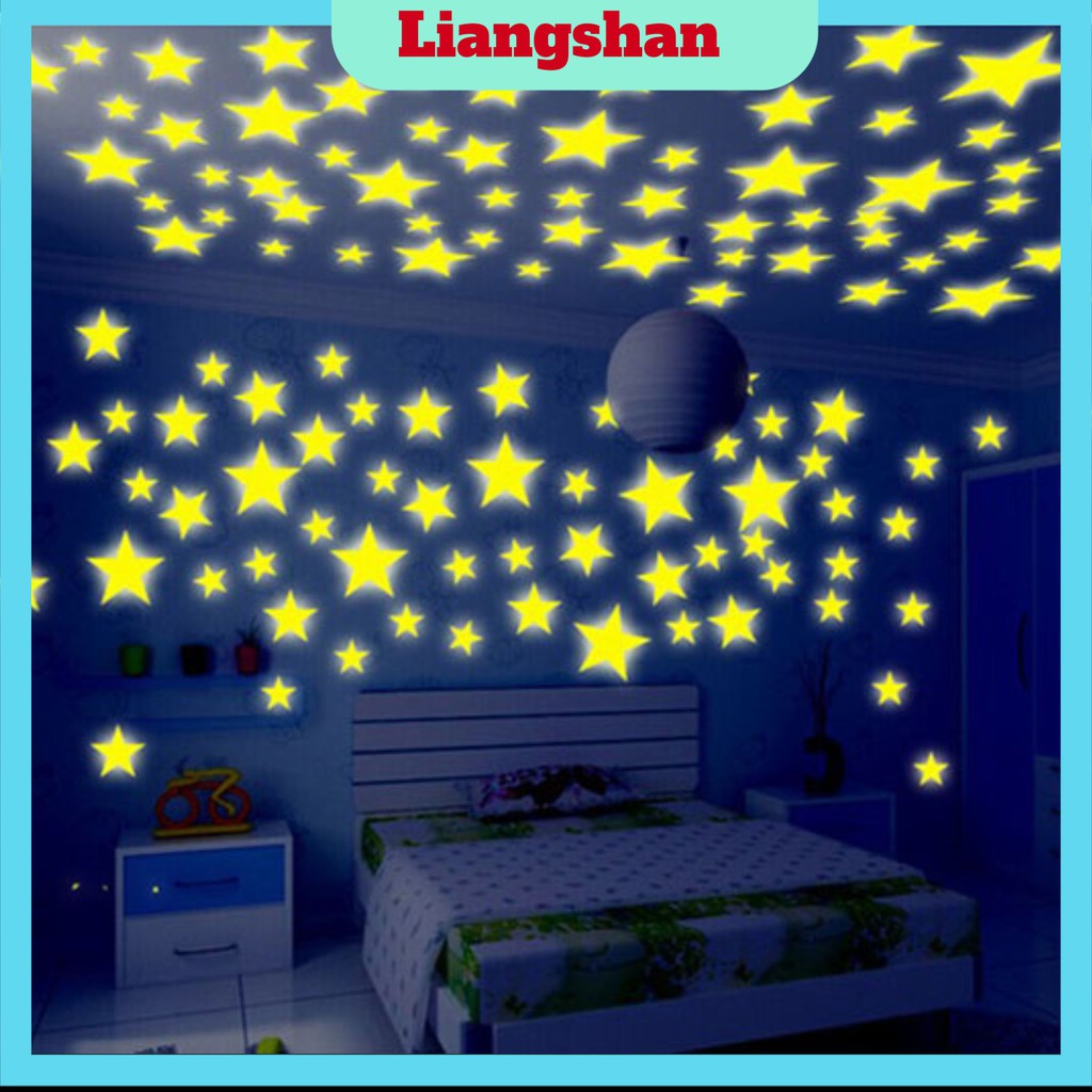 [Mã LIFEHLDEC giảm 10% đơn 99k] Sao dán tường🍁FREESHIP🍁Gói 100 Sao Đủ Màu Lân Tinh Dạ Quang Dán Tường Phát Sáng