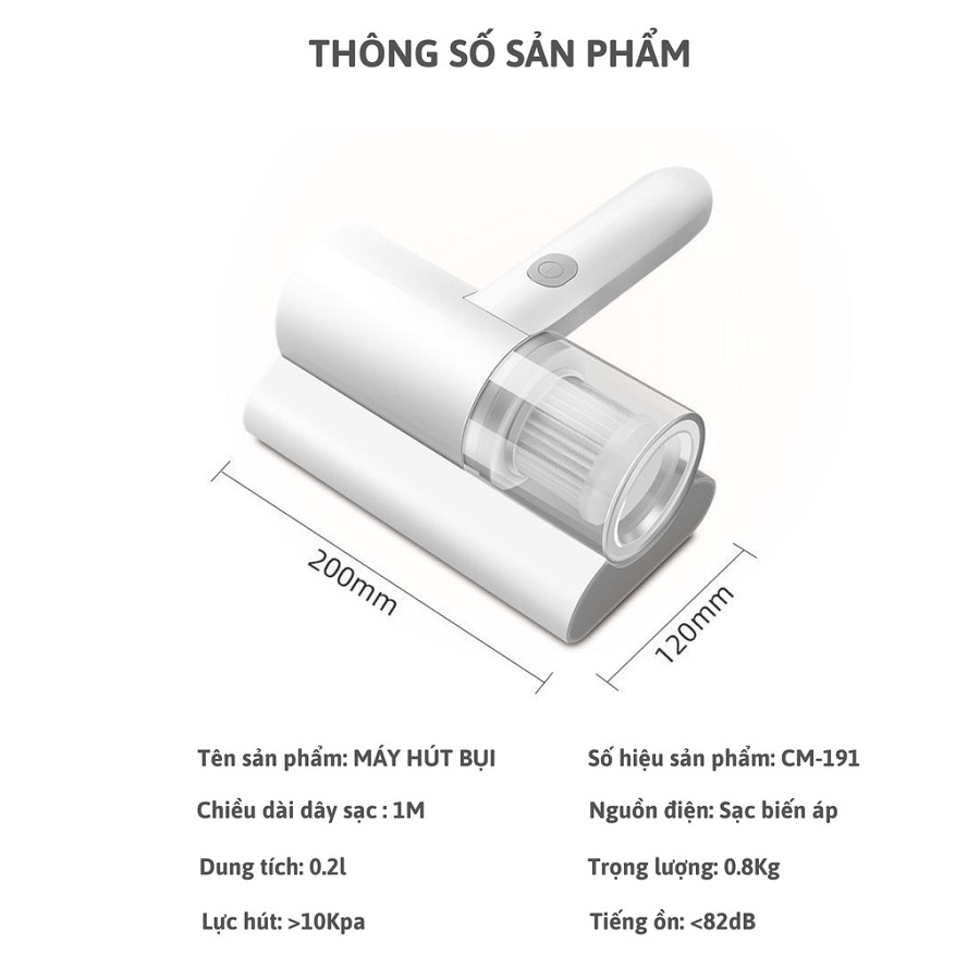 Máy hút bụi giường nệm diệt khuẩn bằng tia UV, Máy hút bụi mini cầm tay không dây