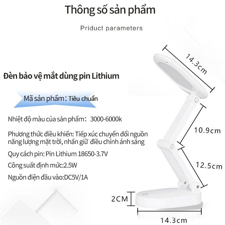 Đèn bàn gấp LED di động mới làm mờ vô cấp học sinh đọc sách bảo vệ mắt SN37