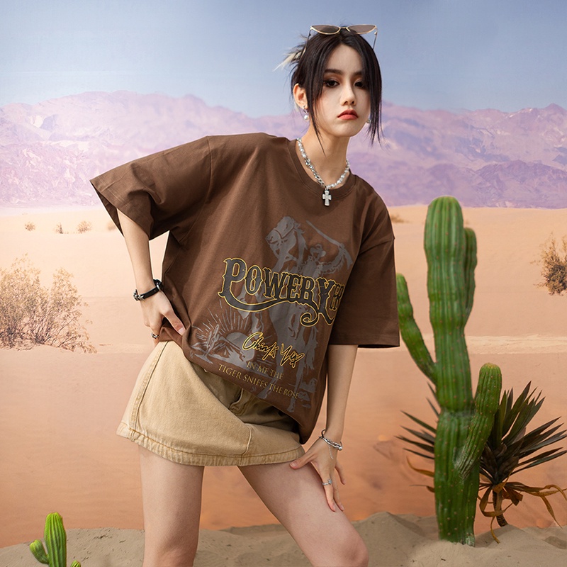 NRVP Áo thun cổ tròn oversize thời trang Hàn Quốc 2022 cho nữ