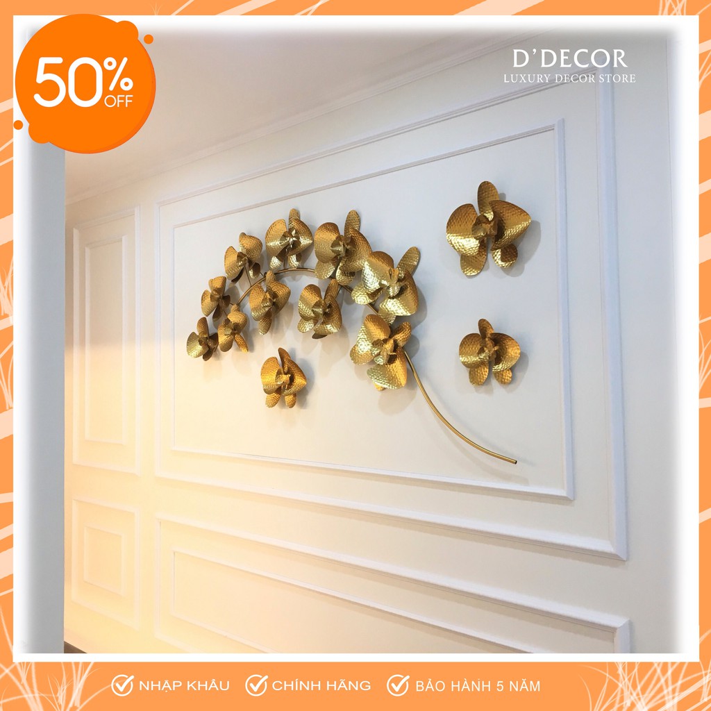 Tranh sắt treo tường nghệ thuật, trang decor trang trí hoa lan điệp cao cấp - 2074
