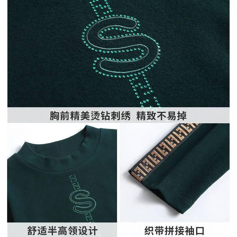 Áo thun tay dài cổ cao thời trang cho phụ nữ trung niên