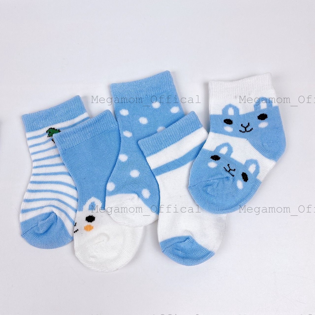 Set 5 đôi tất cho bé, tất cotton, vớ cho bé từ 0-3 tuồi