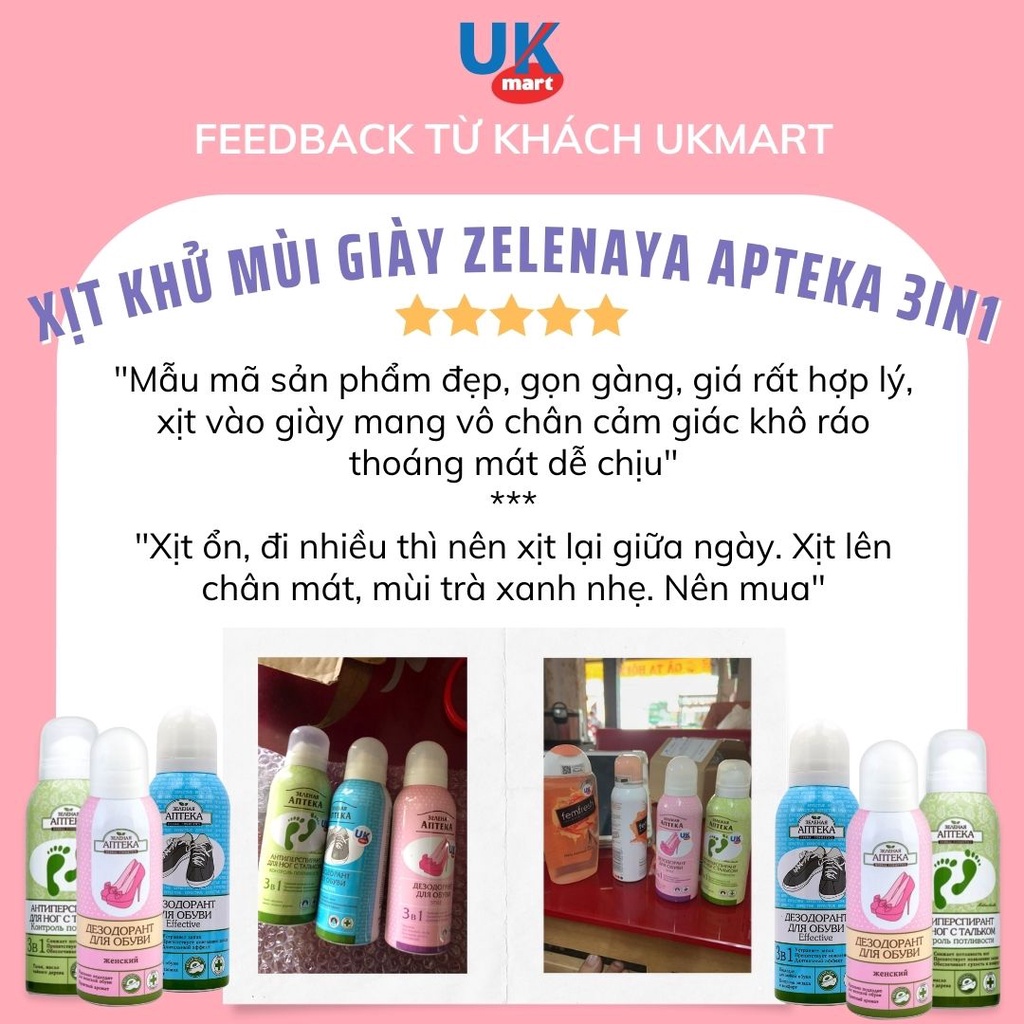 Xịt Khử Mùi Giày Zelenaya Apteka Effective 3-in-1 150ml