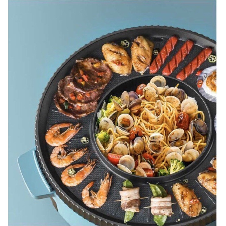 Chảo lẩu nướng 2in1 bàn tròn đa năng 898