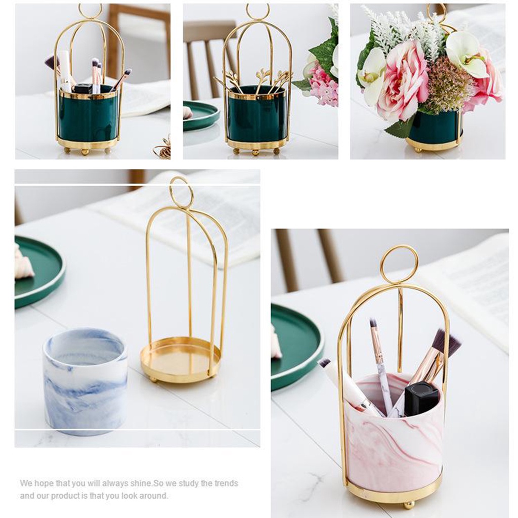 Lọ hoa bằng sứ có giá đỡ treo trang trí 01